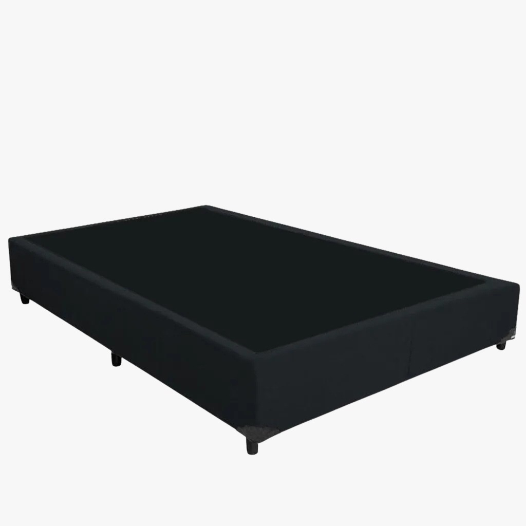 Base Cama Box Casal em suede amassado — vista frontal